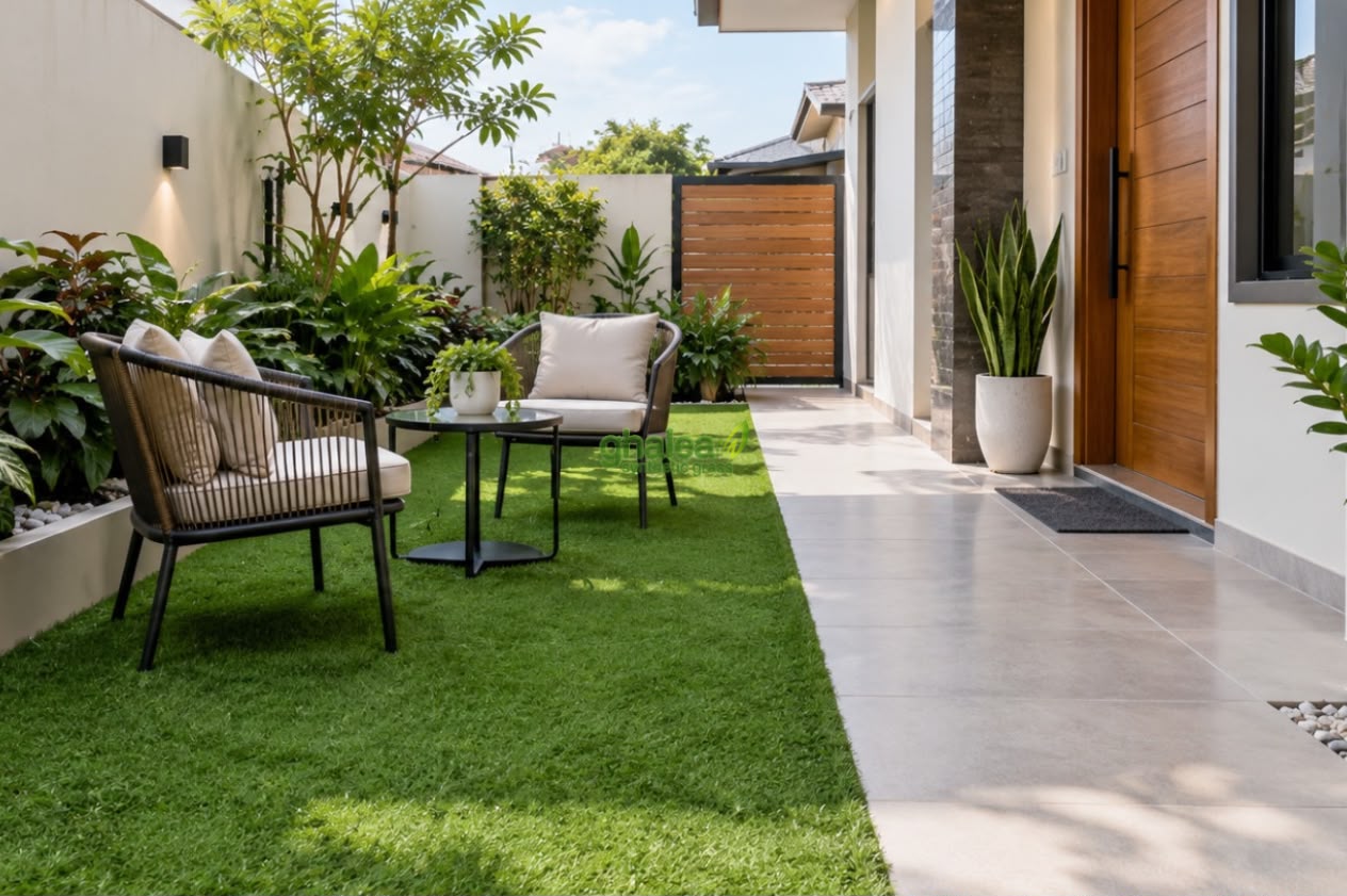 rumput sintetis halaman rumah